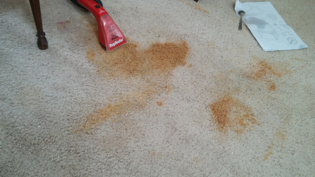 That's a jar of peanut butter. not my preferred place to spread it, but the dog certainly had a field day.